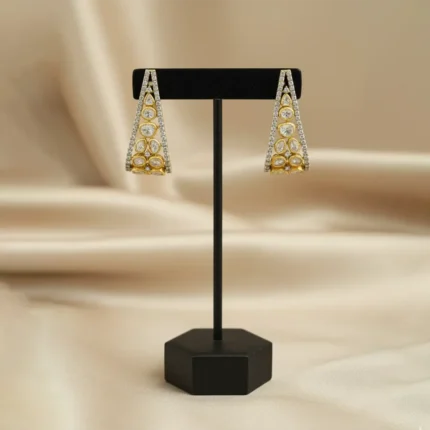 Contemporary Polki-Style Triangle Earrings