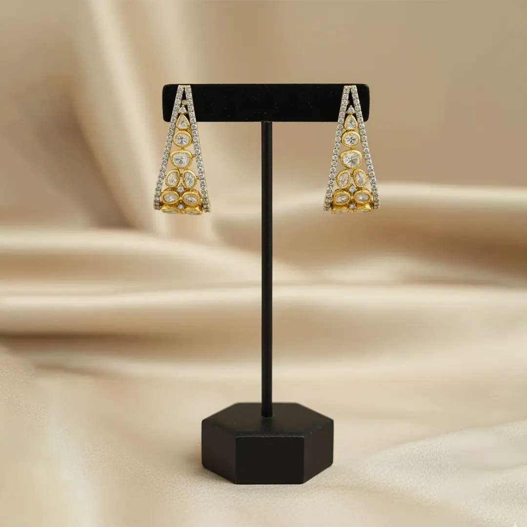 Contemporary Polki-Style Triangle Earrings Contemporary Polki-Style Triangle Earrings - Image 1