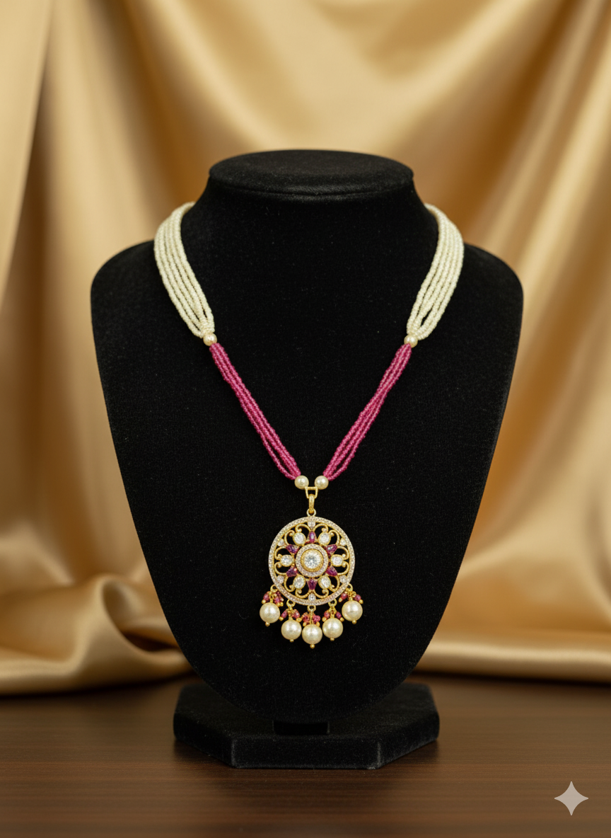 Gemini_Generated_Image_4xog804xog804xog Luxurious Ethnic Ruby and Pearl Necklace - Image 1