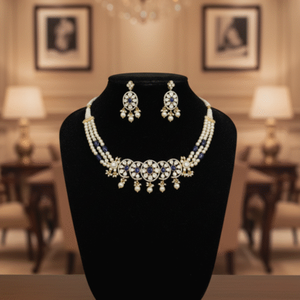 Regal Bloom Polki & Sapphire-Tone Choker Set