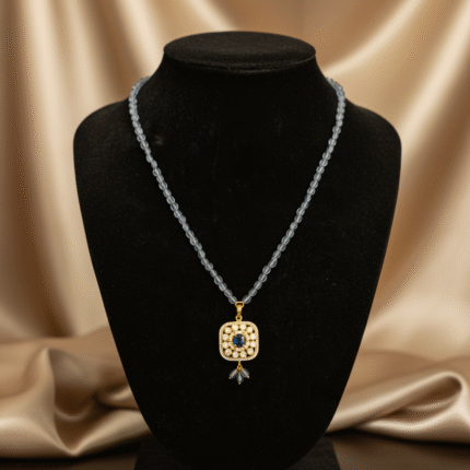 Elegant Sapphire & Diamond Halo Necklace