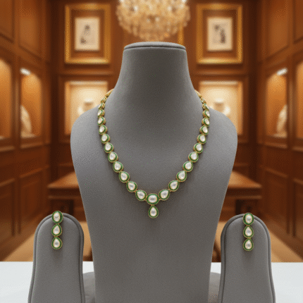 The Verdant Dewdrop Polki Set: Everyday Elegance