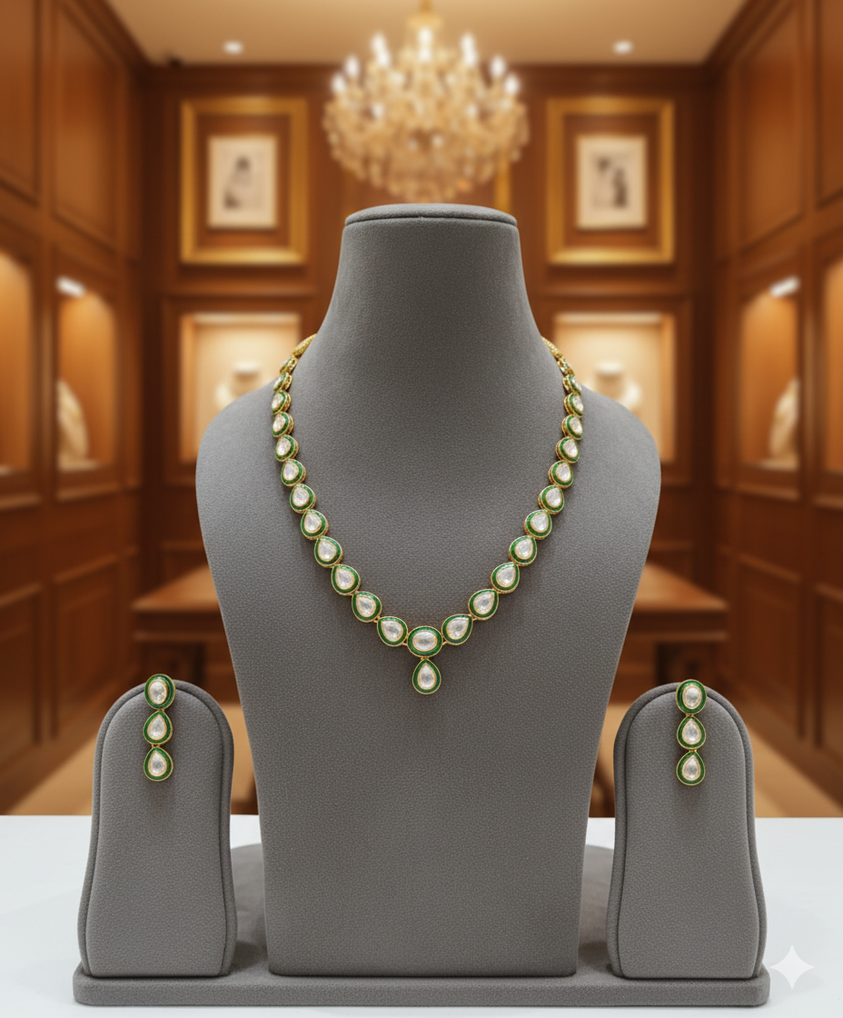 Gemini_Generated_Image_bc9w5lbc9w5lbc9w The Verdant Dewdrop Polki Set: Everyday Elegance - Image 1