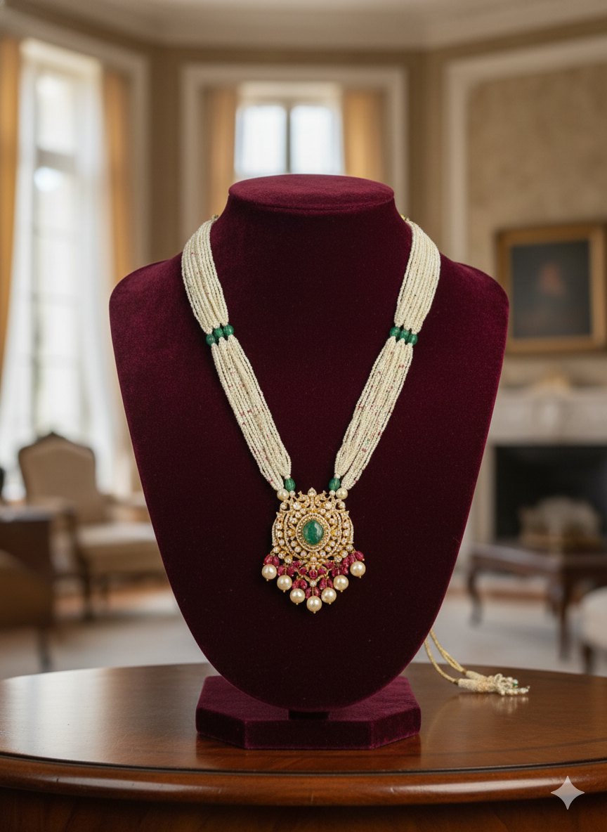 Gemini_Generated_Image_c8favdc8favdc8fa The Heritage Emerald & Pearl Necklace - Image 1