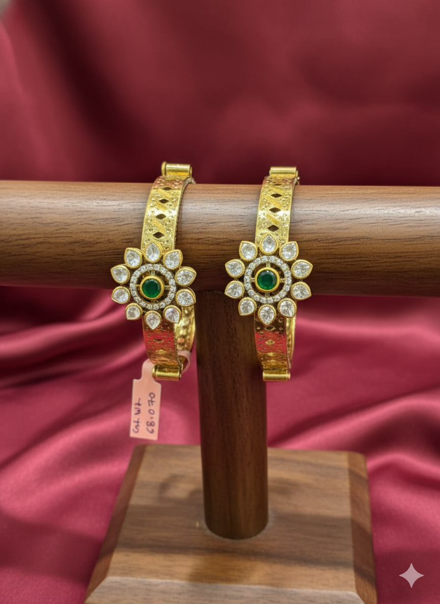 Gemini_Generated_Image_ednn9iednn9iednn Exquisite Gold-Plated Emerald & Stone Bangles - Image 1