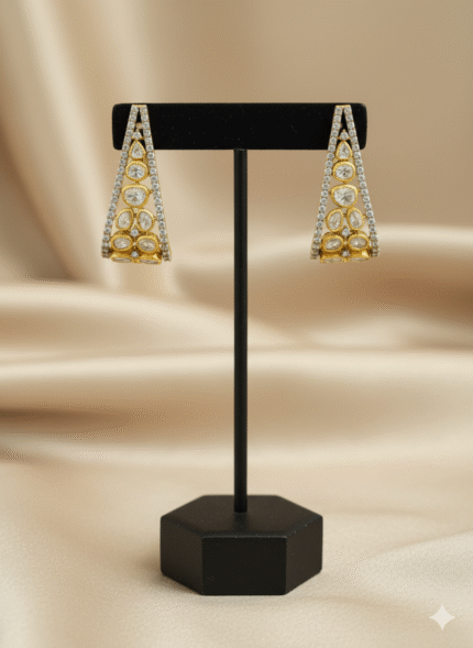 Contemporary Polki-Style Triangle Earrings