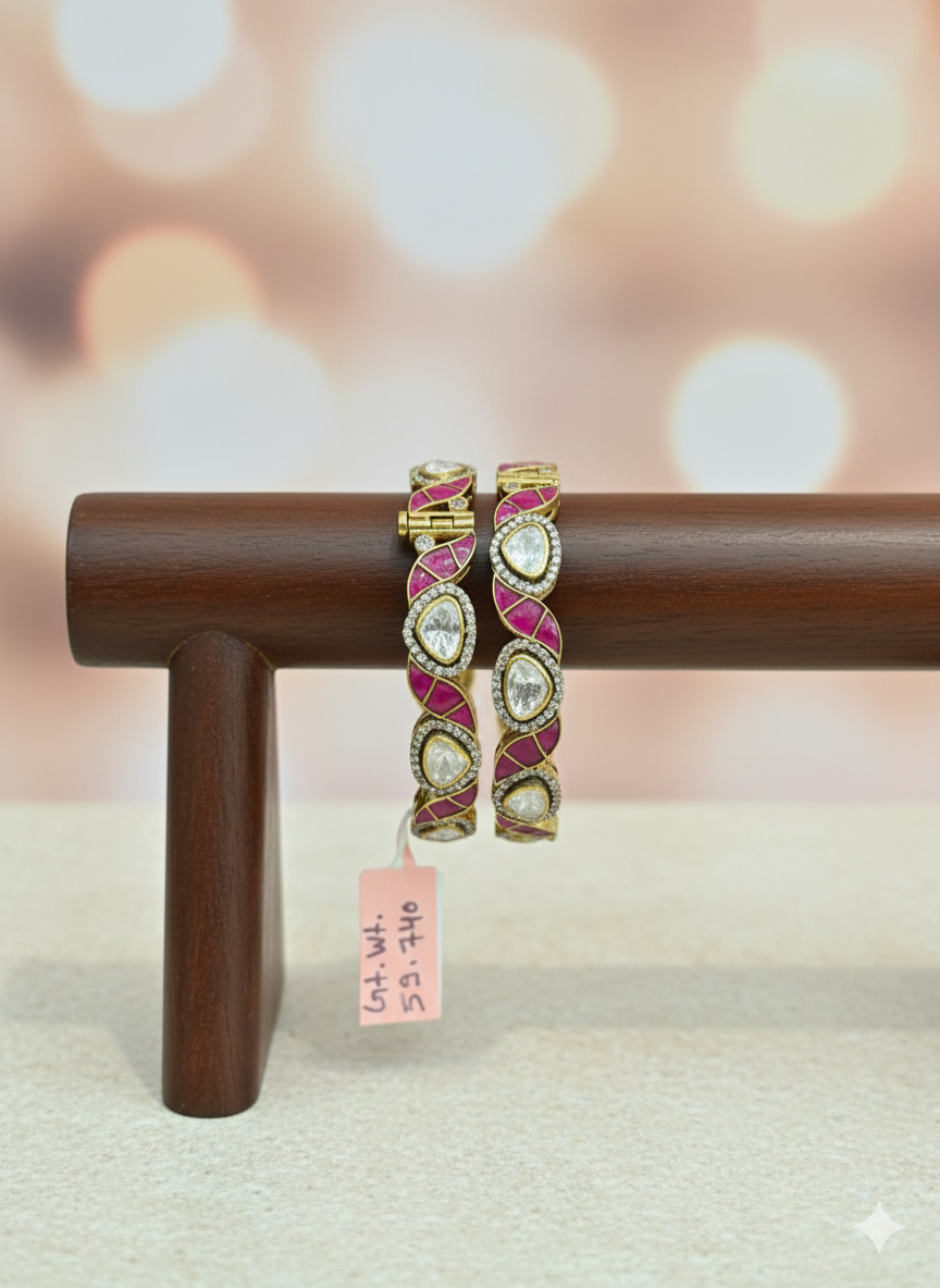 Gemini_Generated_Image_ij0fzyij0fzyij0f Exquisite Gold-Plated Kundan Style Bangle - Image 1