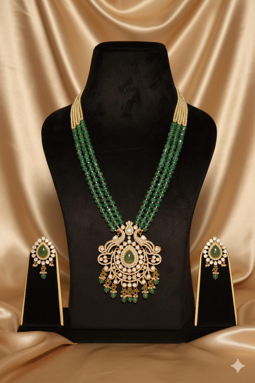 Gemini_Generated_Image_ip7pv1ip7pv1ip7p Majestic Emerald and Polki Heritage Set - Image 1