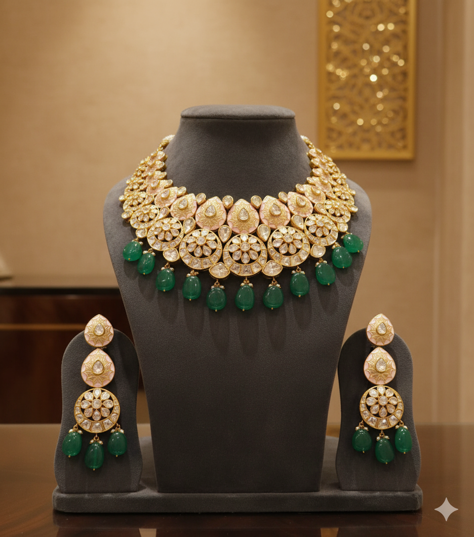 Gemini_Generated_Image_mpvunrmpvunrmpvu The Emerald Garden Polki Set: A Royal Statement - Image 1