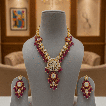 The Royal Pomegranate Polki Set: Regal Ruby Radiance