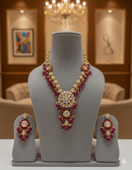 The Royal Pomegranate Polki Set: Regal Ruby Radiance