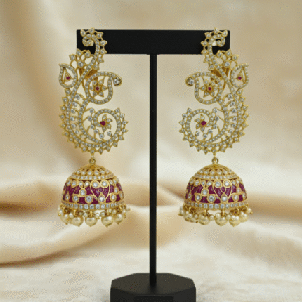 Opulent Ruby and Polki-Style Jhumkas