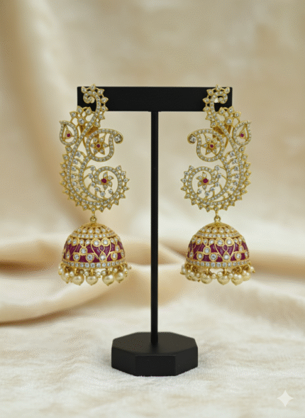 Opulent Ruby and Polki-Style Jhumkas