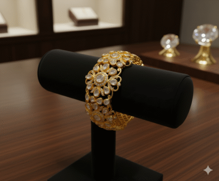 The Floral Kundan-Style Moissanite Bangle