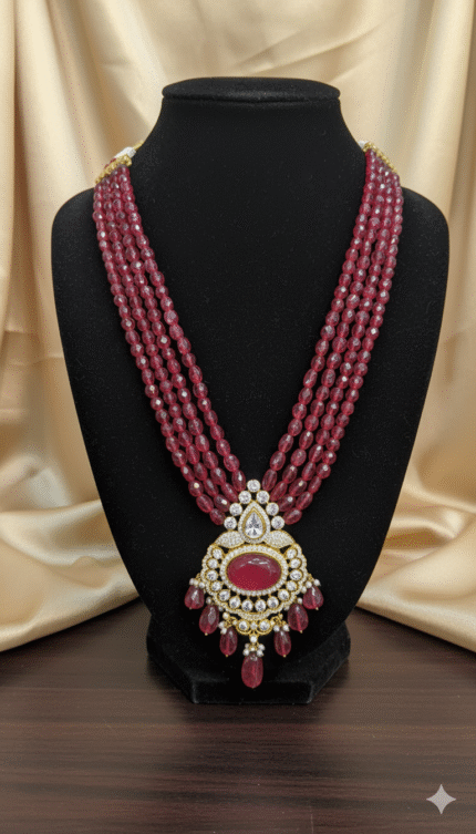 Opulent Ruby Cascade Statement Necklace