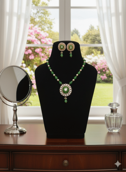 The Verdant Heritage Set: Green Gemstone and Polki