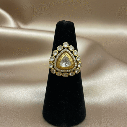 Radiant Polki-Style Triangle Cocktail Ring