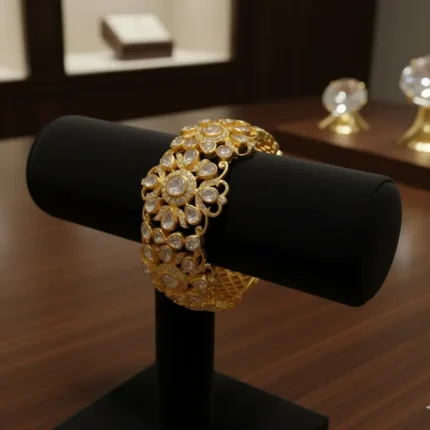 The Floral Kundan-Style Moissanite Bangle