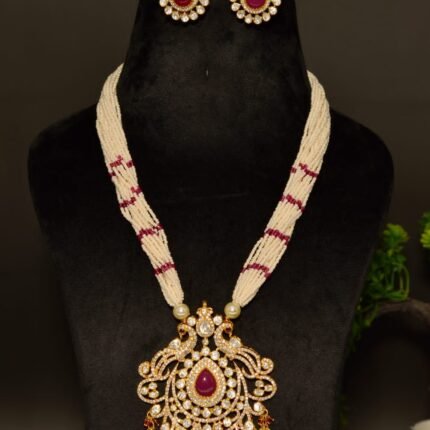 The "Jodha's Jewel" Pearl & Polki Pendant Set