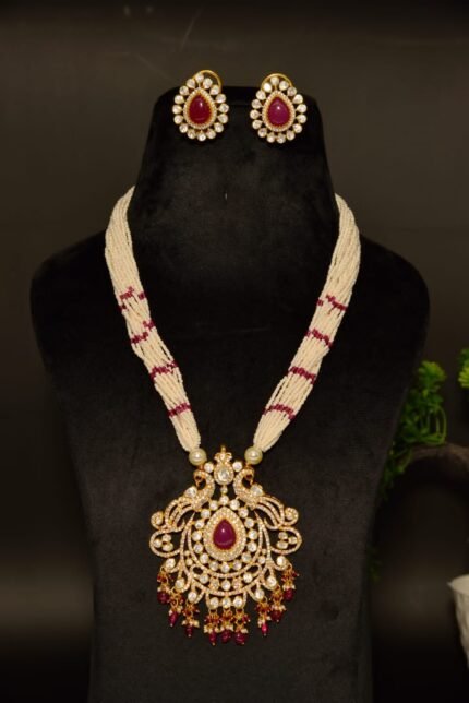The "Jodha's Jewel" Pearl & Polki Pendant Set