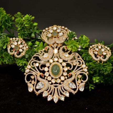 The "Mayura Majesty" Grand Polki Pendant Set