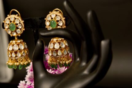 The "Emerald Blossom" Polki Jhumka Earrings