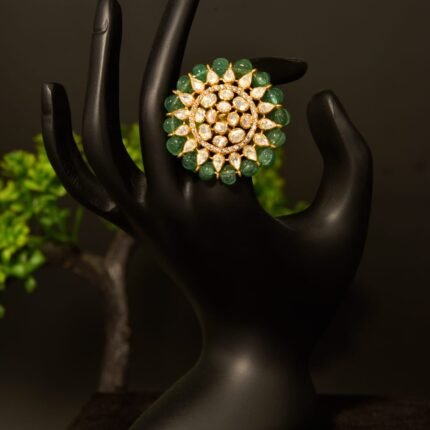 The "Emerald Bloom" Polki Statement Ring