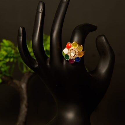 The "Rainbow Bloom" Polki Statement Ring