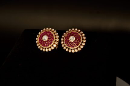 The "Imperial Crimson" Polki Stud Earrings