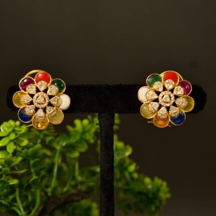 The "Navratna Bloom" Multi-Color Polki Studs
