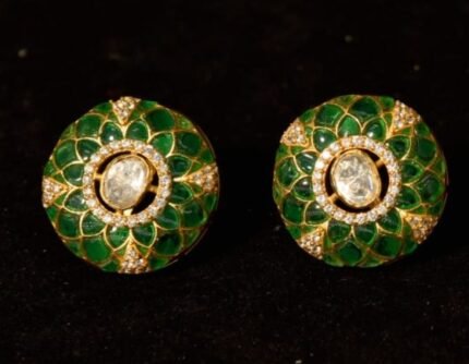The "Emerald Petal" Polki Stud Earrings